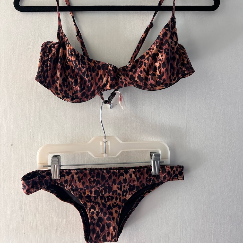 Kith x solid and striped cheetah bikini